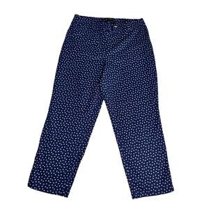 Talbots perfect crop curvy navy pink polka dot cotton resort wear pant womens 10